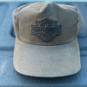 Vintage Harley-Davidson Motorcycles Tin Cloth Waxed Canvas Hat, Made in USA